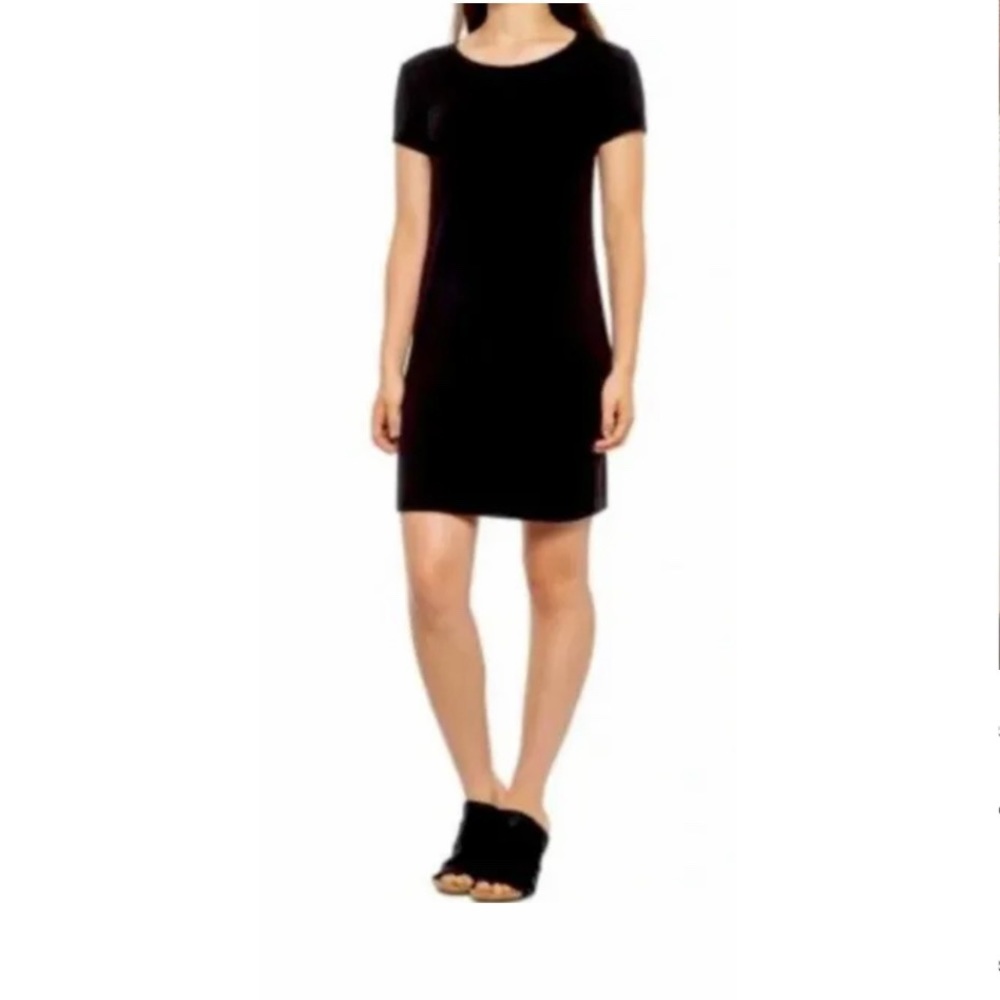 C&C California Short Cuffed Cuff Sleeve Jersey T-Shirt Shift Dress Large L Black